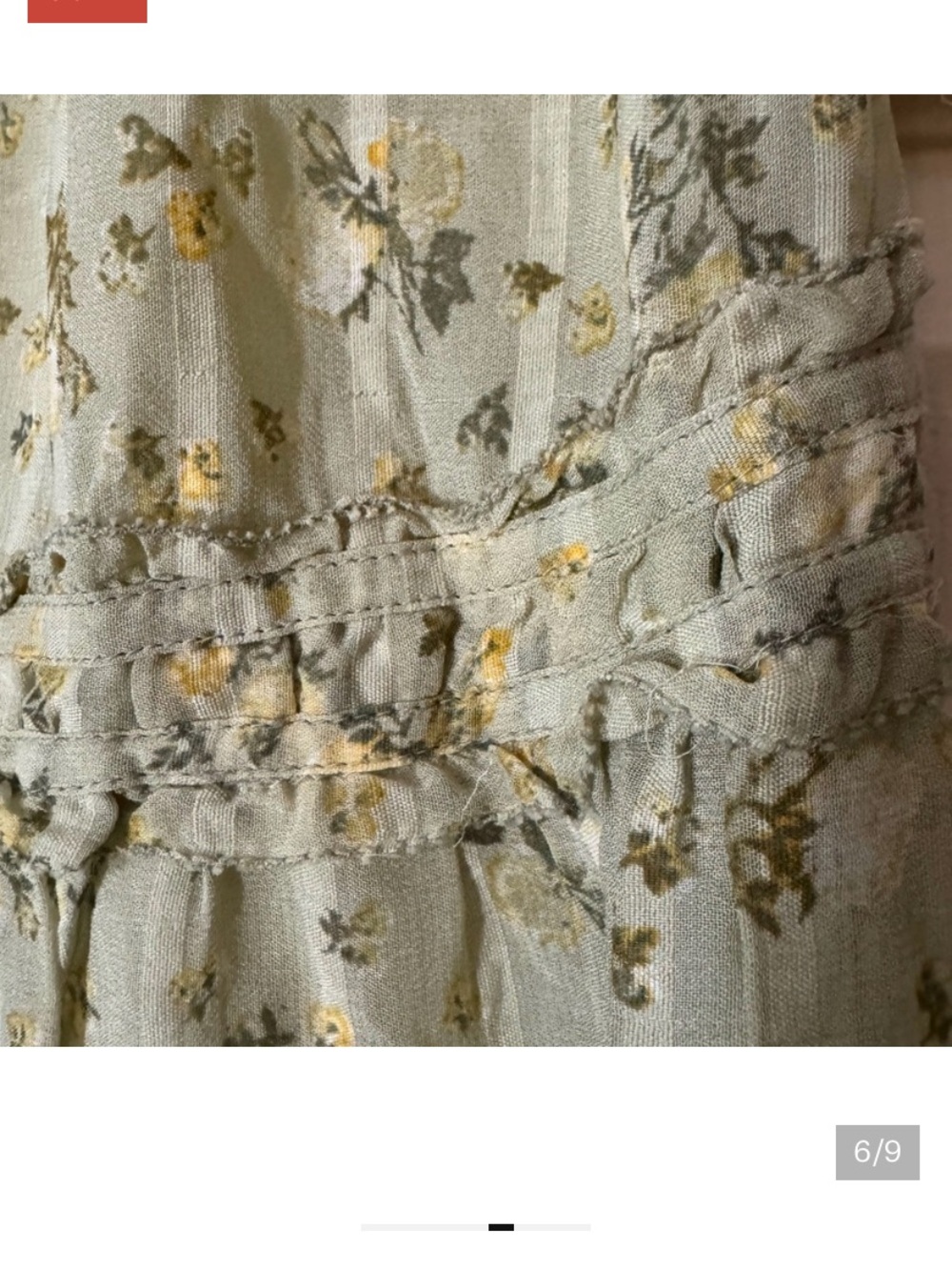 NWOT Free People Pale Yellow Floral Tiered Wide-Leg Pants - Picture 3 of 3